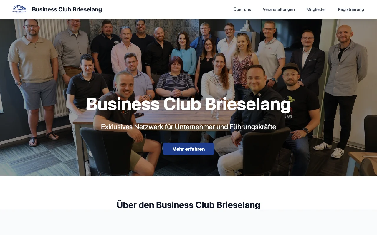 Website: Business Club Brieselang: Website mit Mitgliederbereich